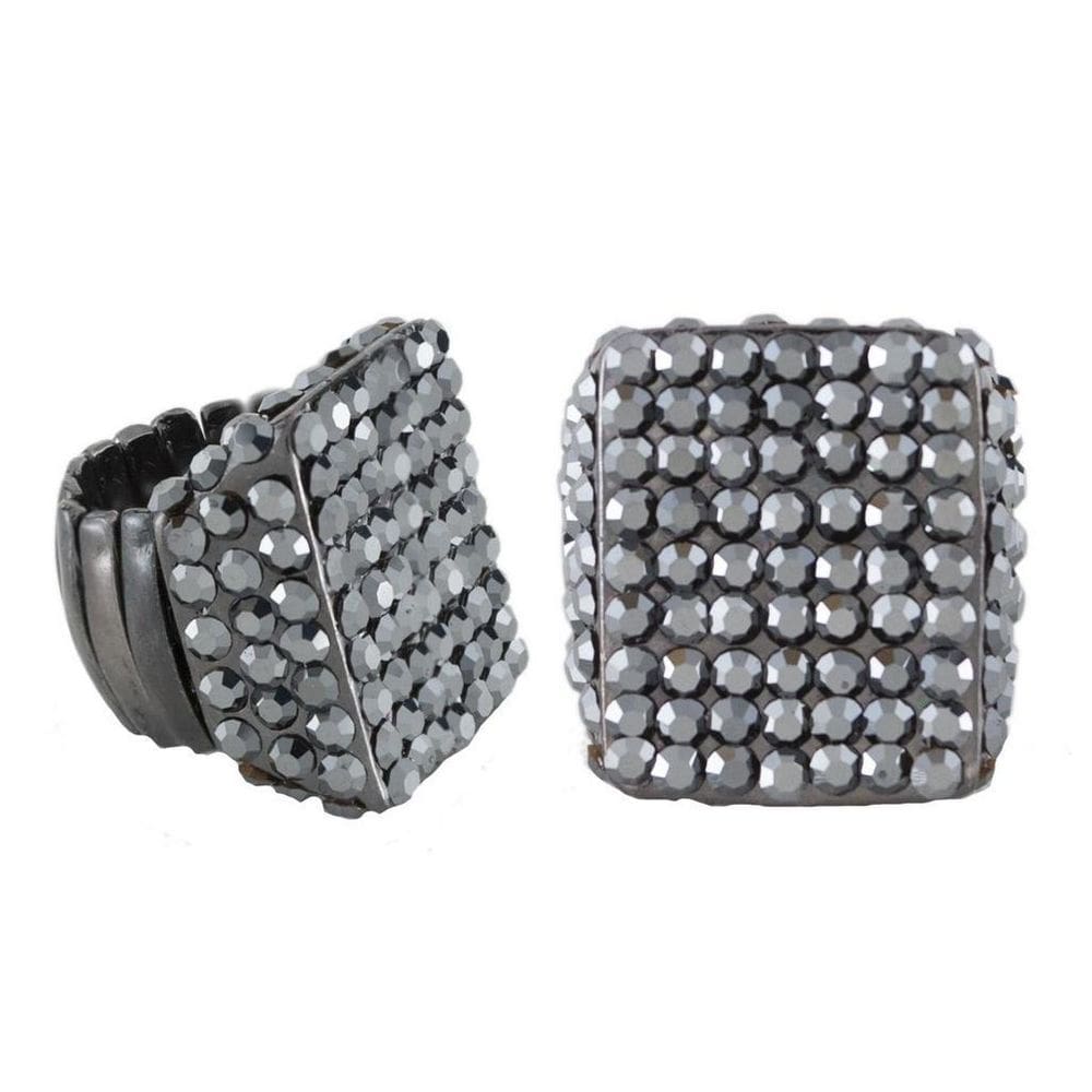 Anel Armazem RR Bijoux quadrado cristais grafite