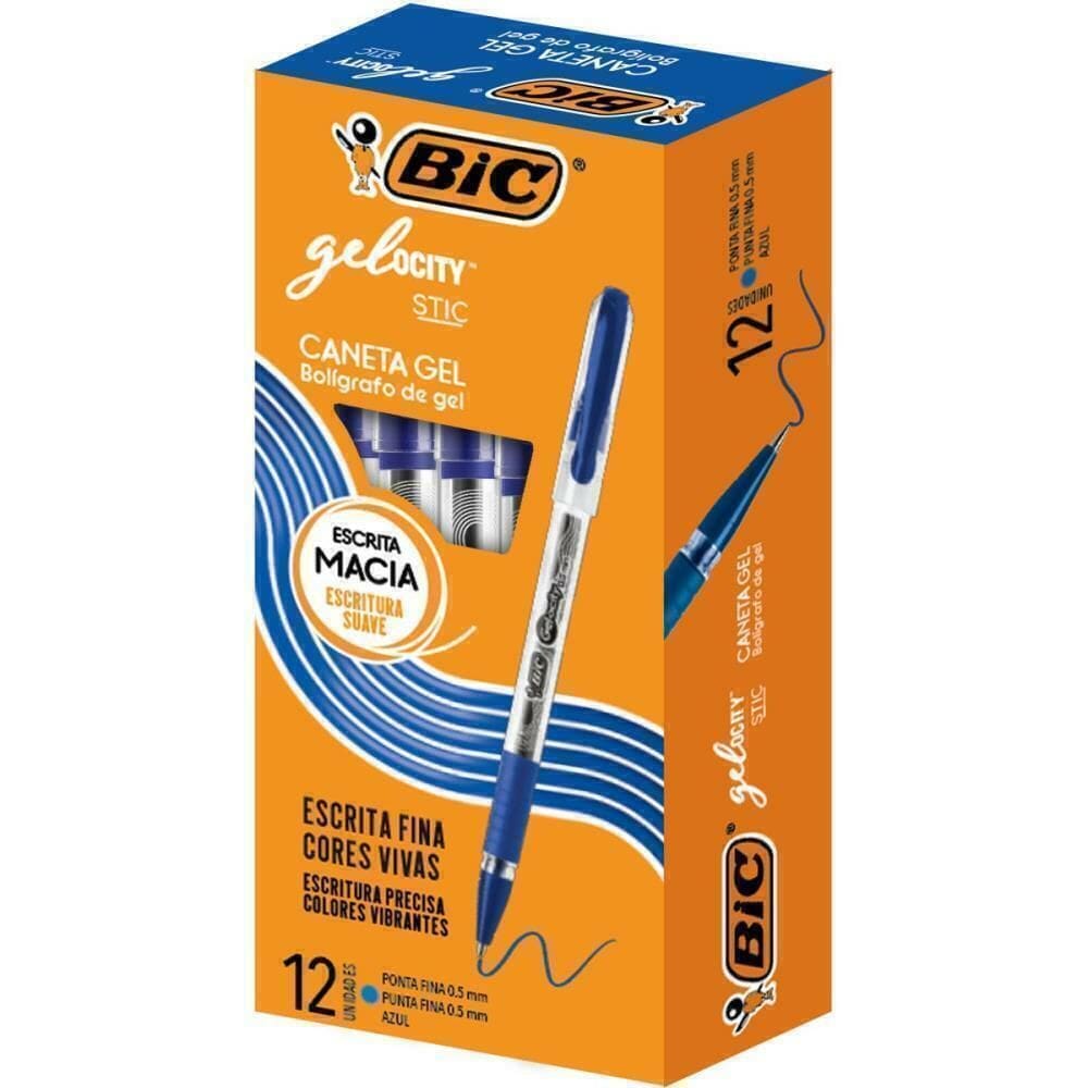 Caneta Gel Bic Gelocity Azul 12 unid - Bic