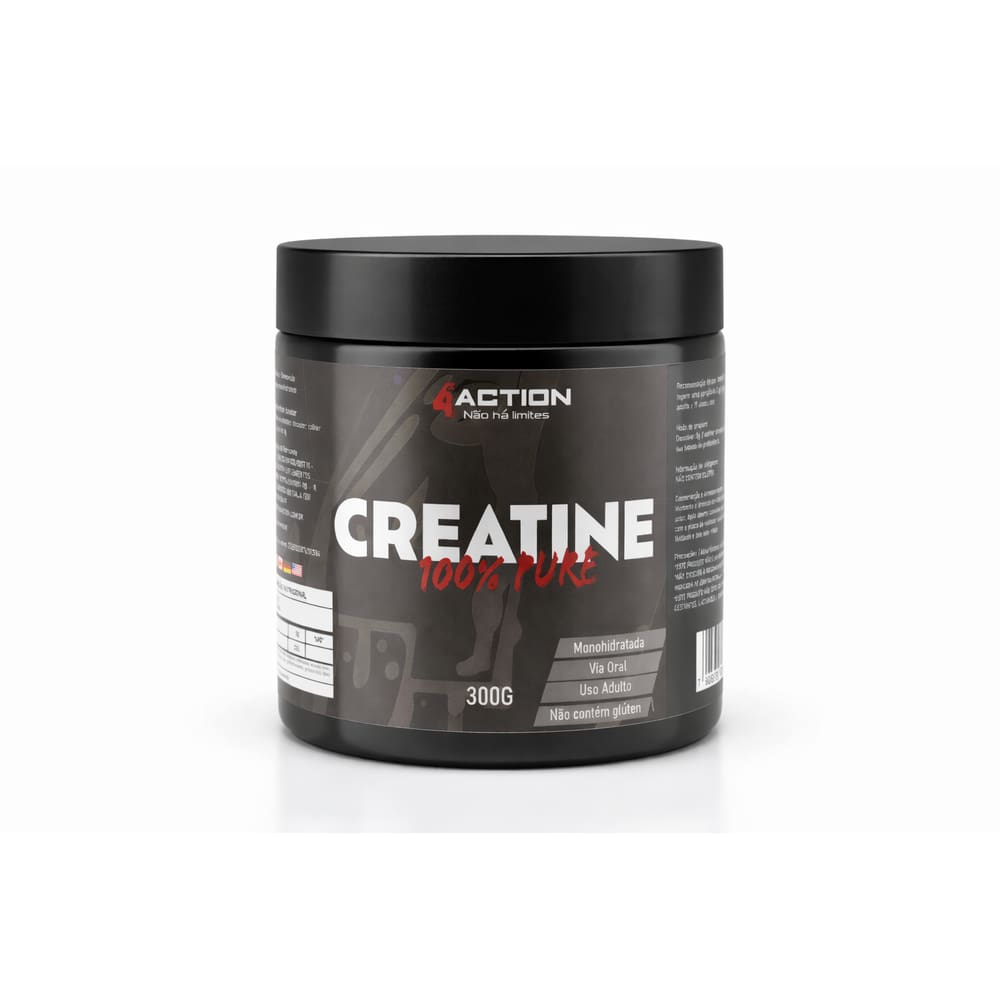 Creatina Monohidratada 100% Pura 300g 4Action Micronizada Em Po