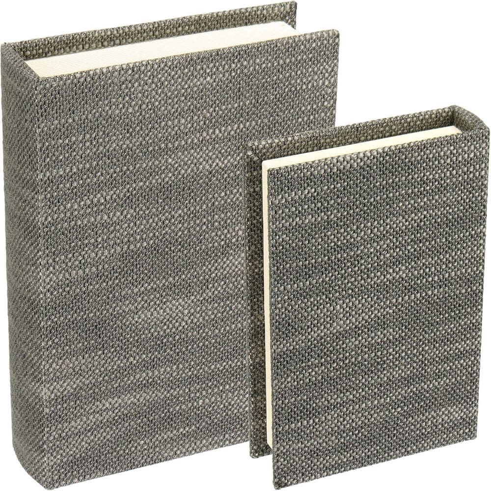 Kit 2 Caixa Livro Home&Co Sintético Cinza