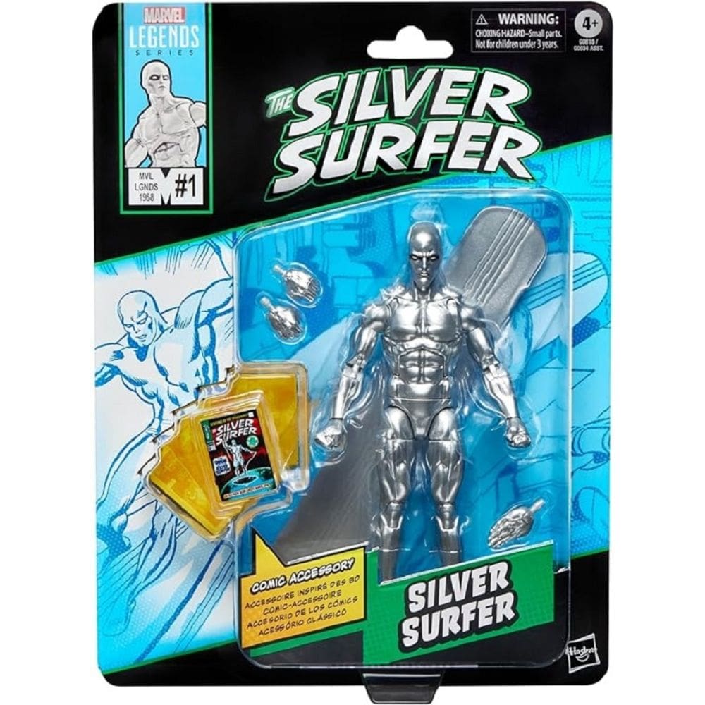Surfista Prateado Silver Surfer Com Mini Comic  Marvel Legends Series Retro 15 Cm Articulado – Hasbro