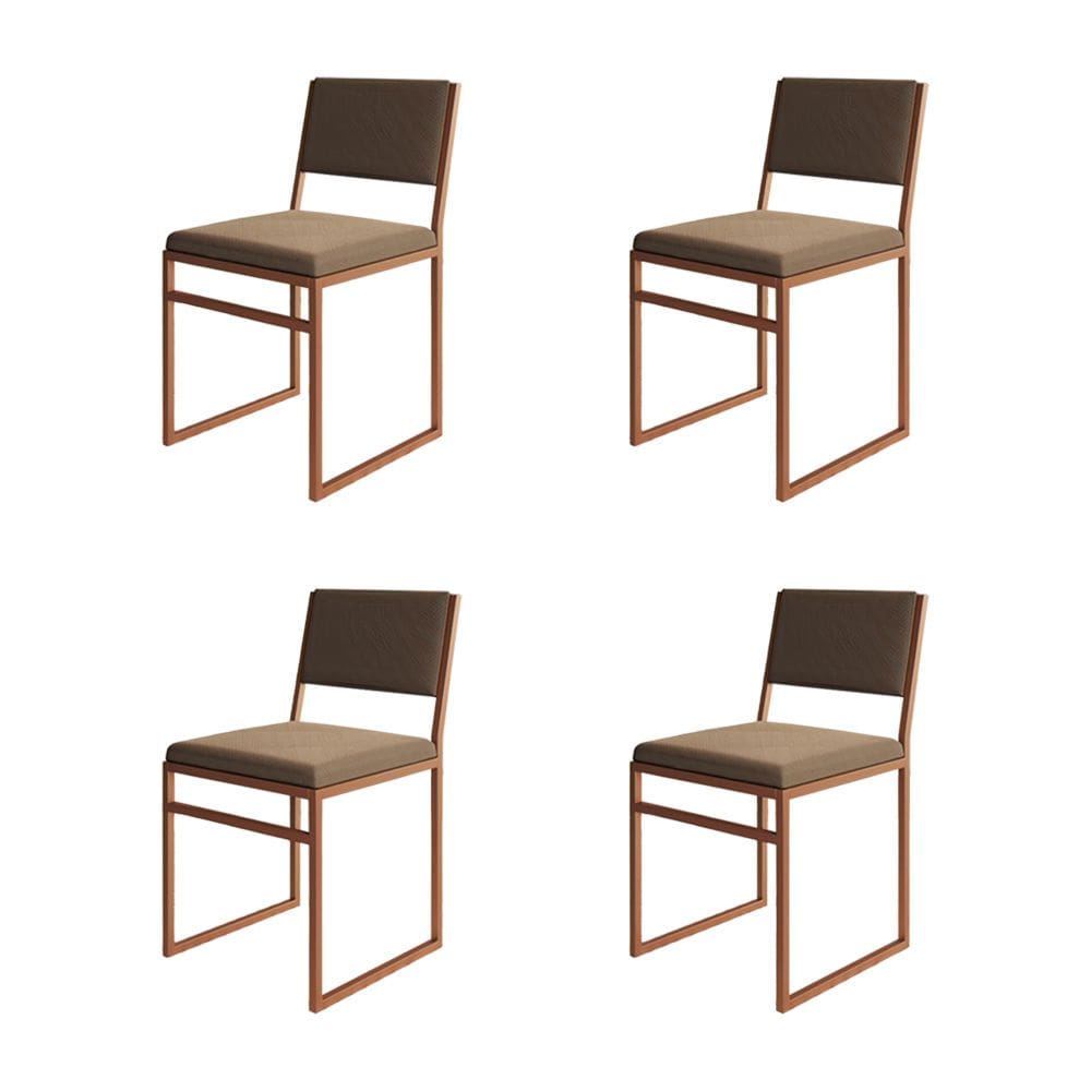 Kit 4 Cadeiras Industrial Isa Veludo Base Cobre para Mesa Sala Cozinha Área Gourmet - Cobre/marrom