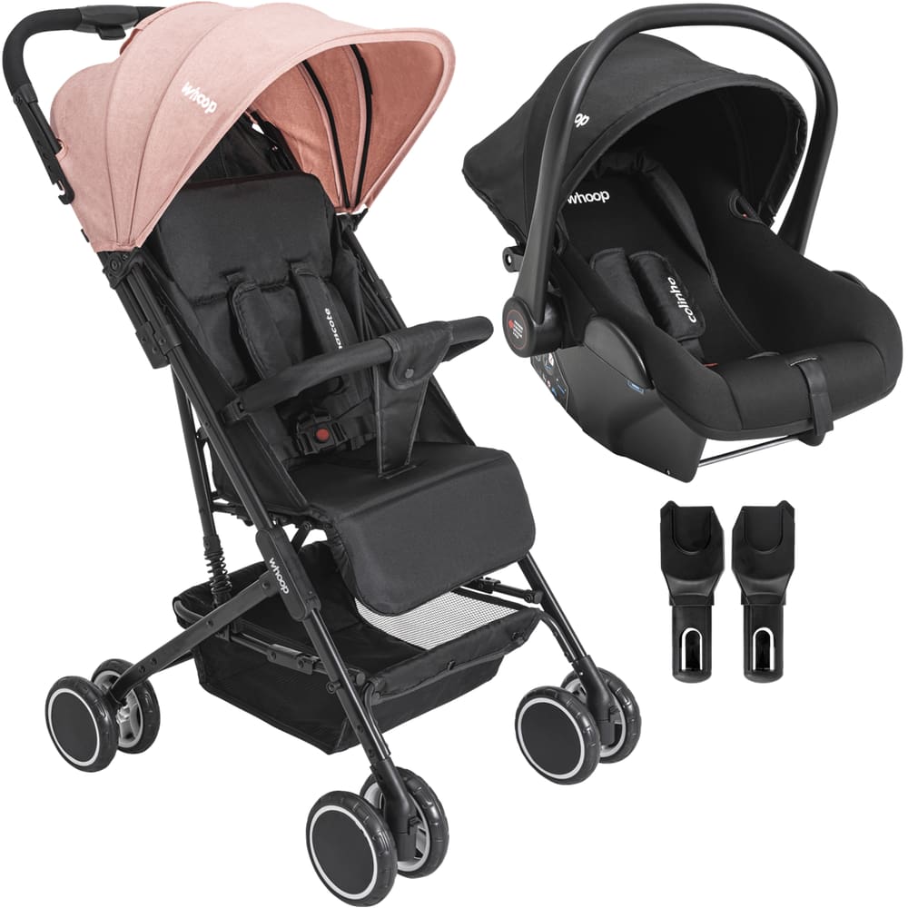 Carrinho de Bebe com Bebe Conforto Colinho Kiddo Mascote Rosa