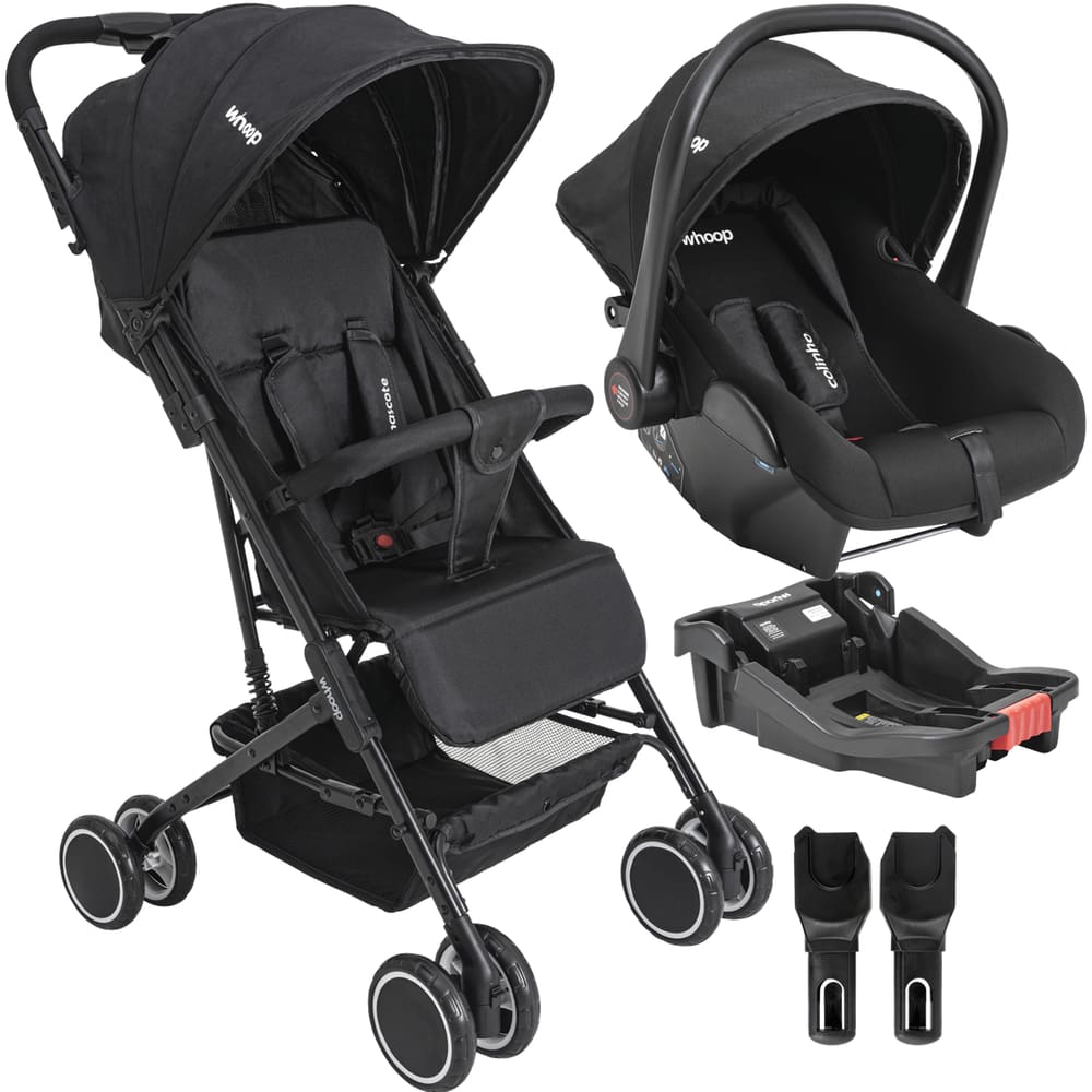 Carrinho de Bebe Bebe Conforto Colinho Base Kiddo Mascote Preto