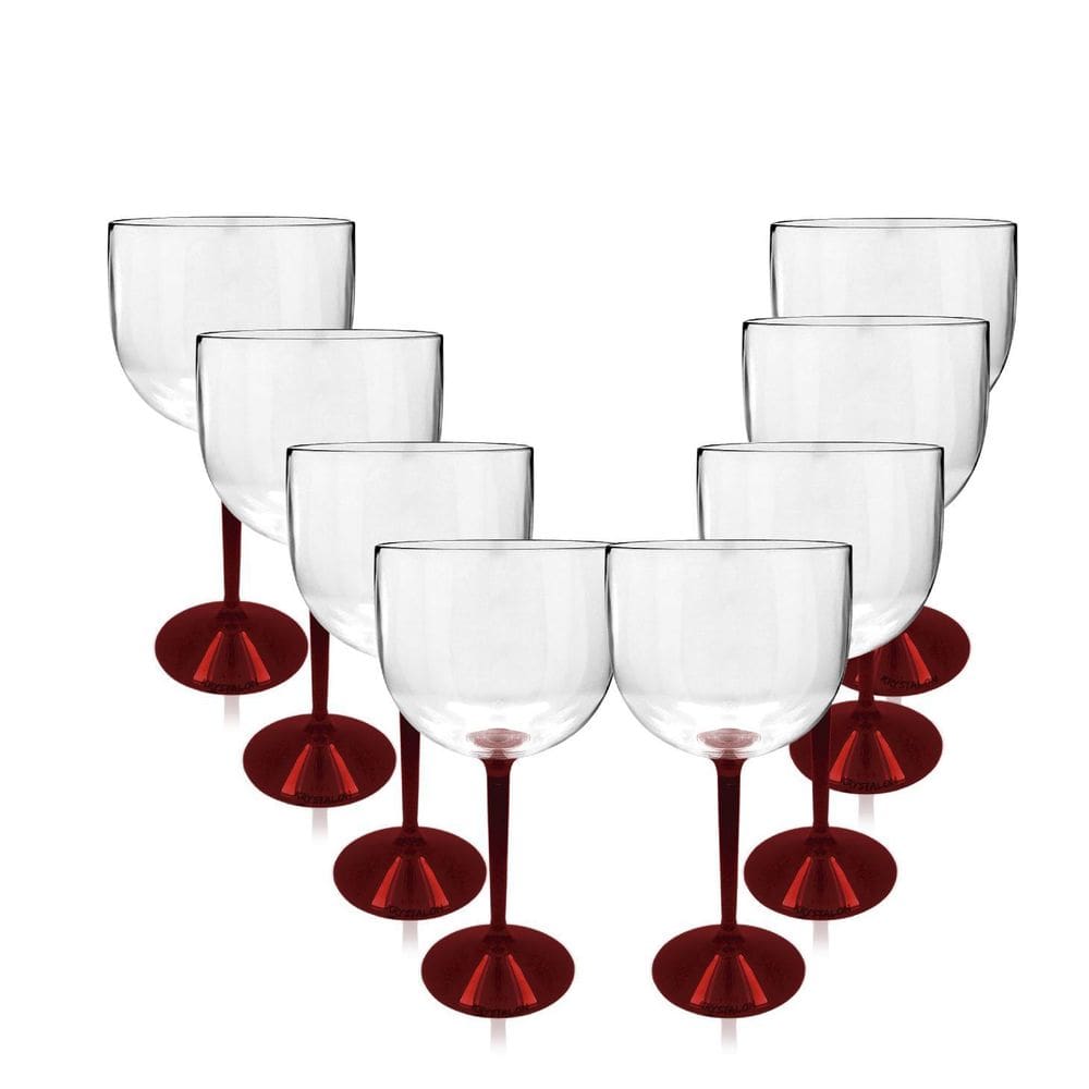Kit 8 Taças Gin Haste Vermelho Acrílico Copo Gin