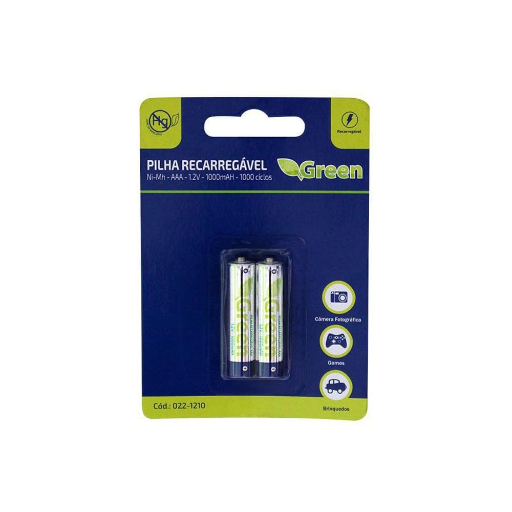 MP - Pilha Recarrega vel Green Aaa 1000Mah 2