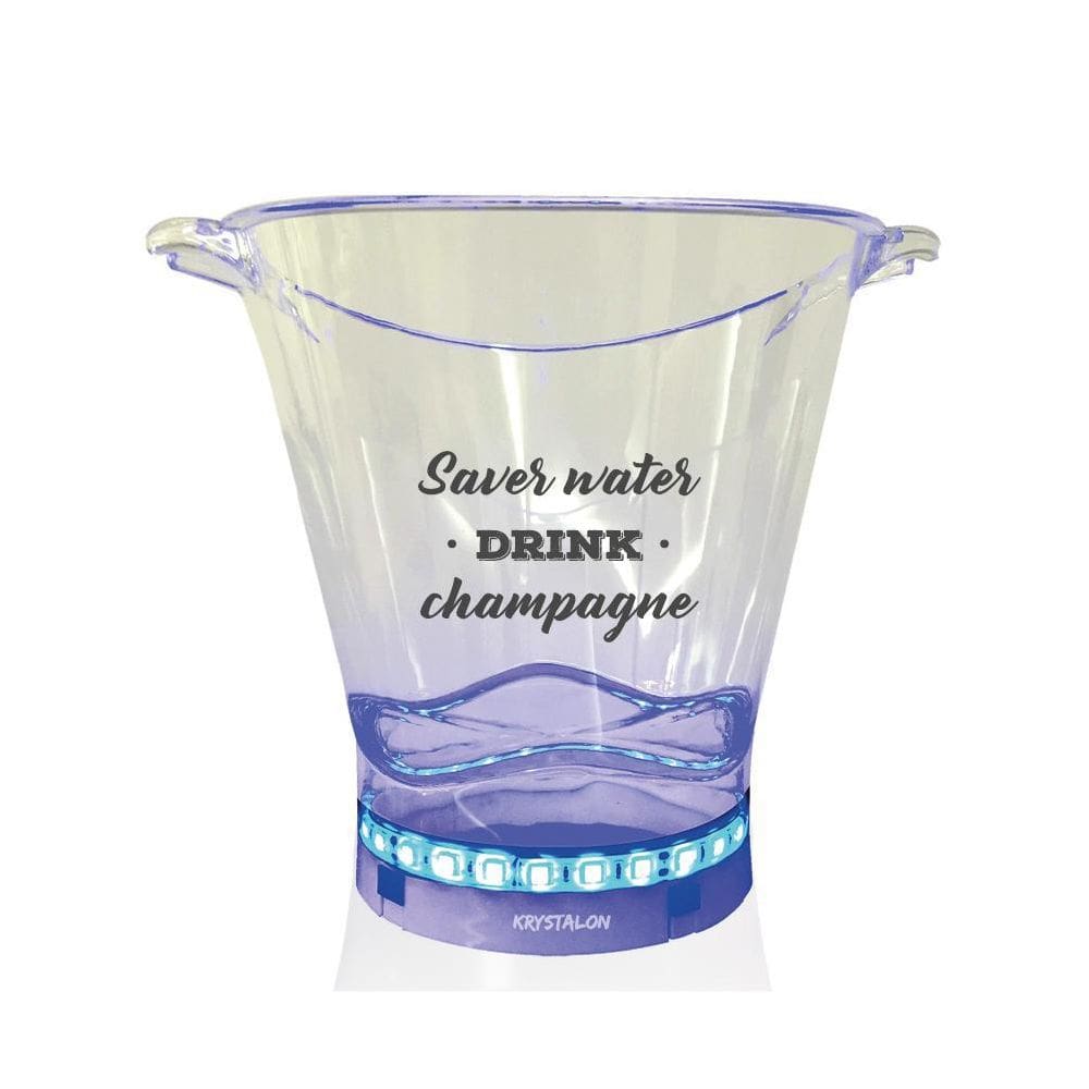 Balde De Gelo Led Personalizado Save Water Drink Champagne