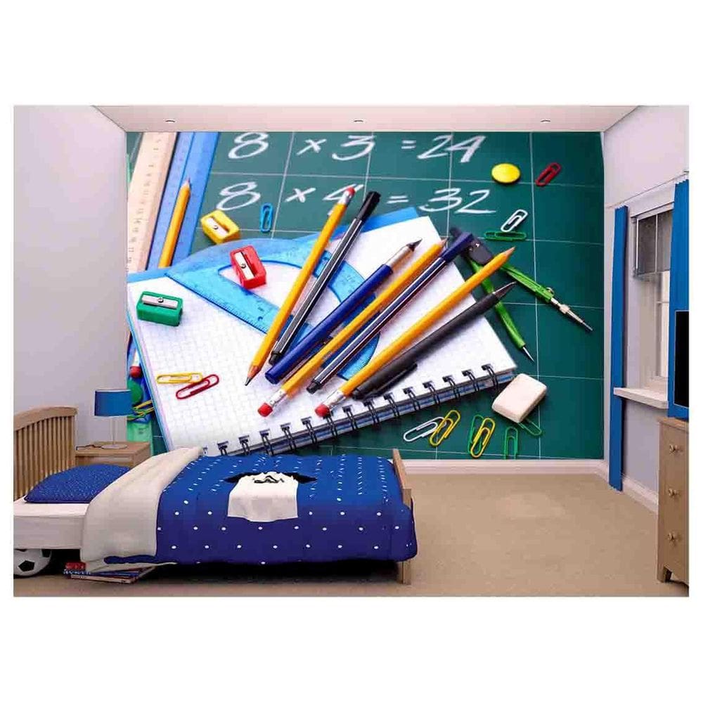 Papel De Parede Material Escolar Caderno Lápis  Azs67