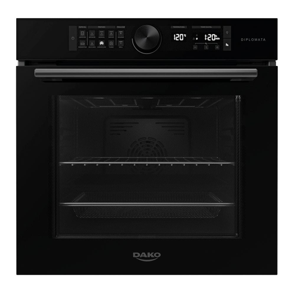Forno Elétrico de Embutir 80 Litros Dako Diplomata com Função Air Fryer Limpa Fácil Preto 220V