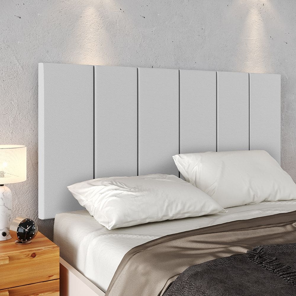 Cabeceira Suspensa Estofada Decoração Quarto Cama Box Casal 1,40 Julia Branco Corino - Lojas Rpm