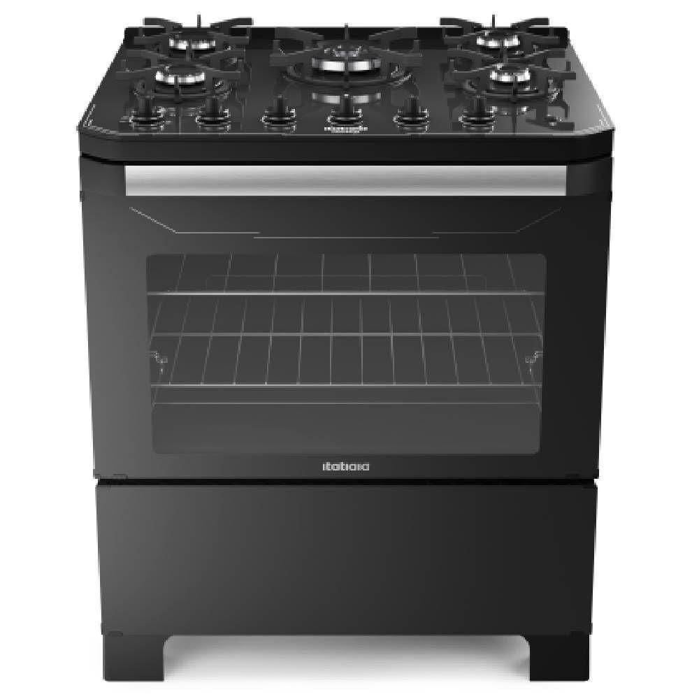Fogao Itatiaia Itamaster 5 Bocas Preto Tripla Chama Mesa De Vidro Bivolt (3700000331)