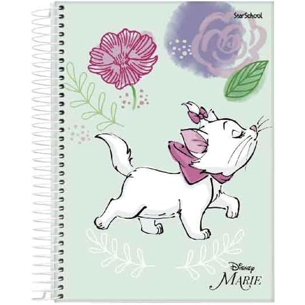 Caderno universitário capa dura espiral Marie Disney | 15 Matérias, 240 Folhas - Jandaia