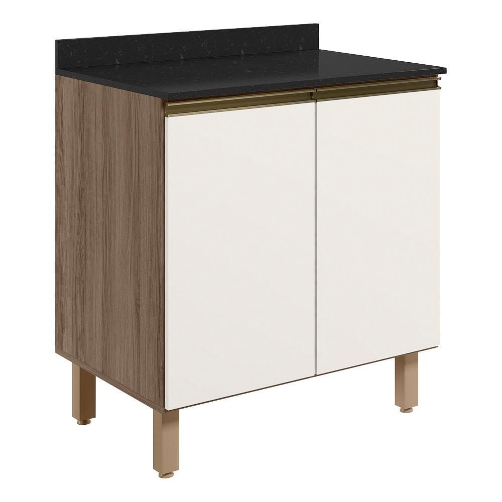 Balcao Com Tampo 2P 60 cm MDF Kali 12220 Carvalho Toq Off White Cetim Nicioli