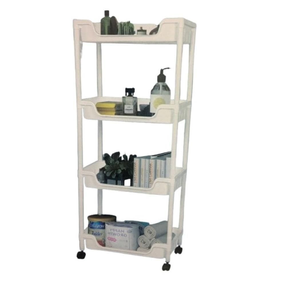 Carrinho Organizador Auxiliar 4 Prateleiras Para Quarto Escritório Fruteira