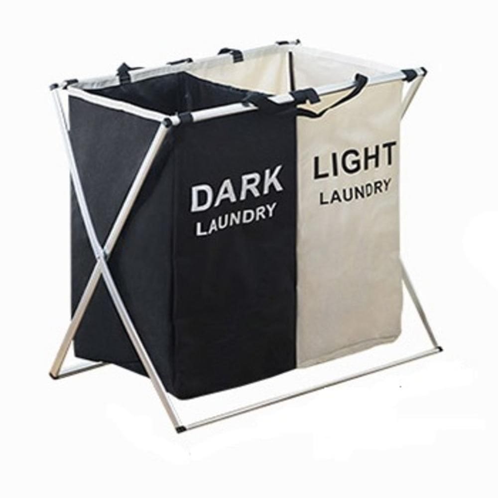 Cesto De Roupa Suja Duplo Cromado Organizador Roupeiro Para Lavanderia Quarto E Banheiro