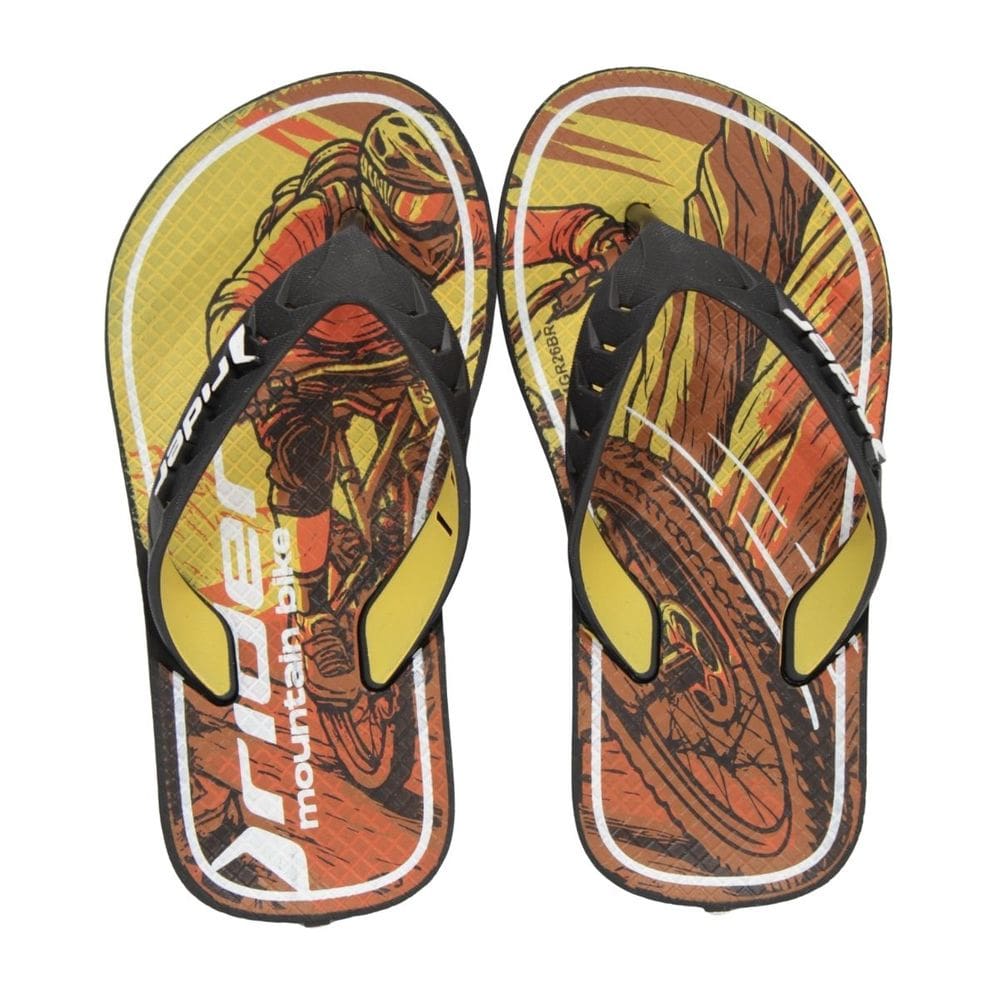 Chineli Infantil Rider Street Joy Preto/Amarela/Laranja