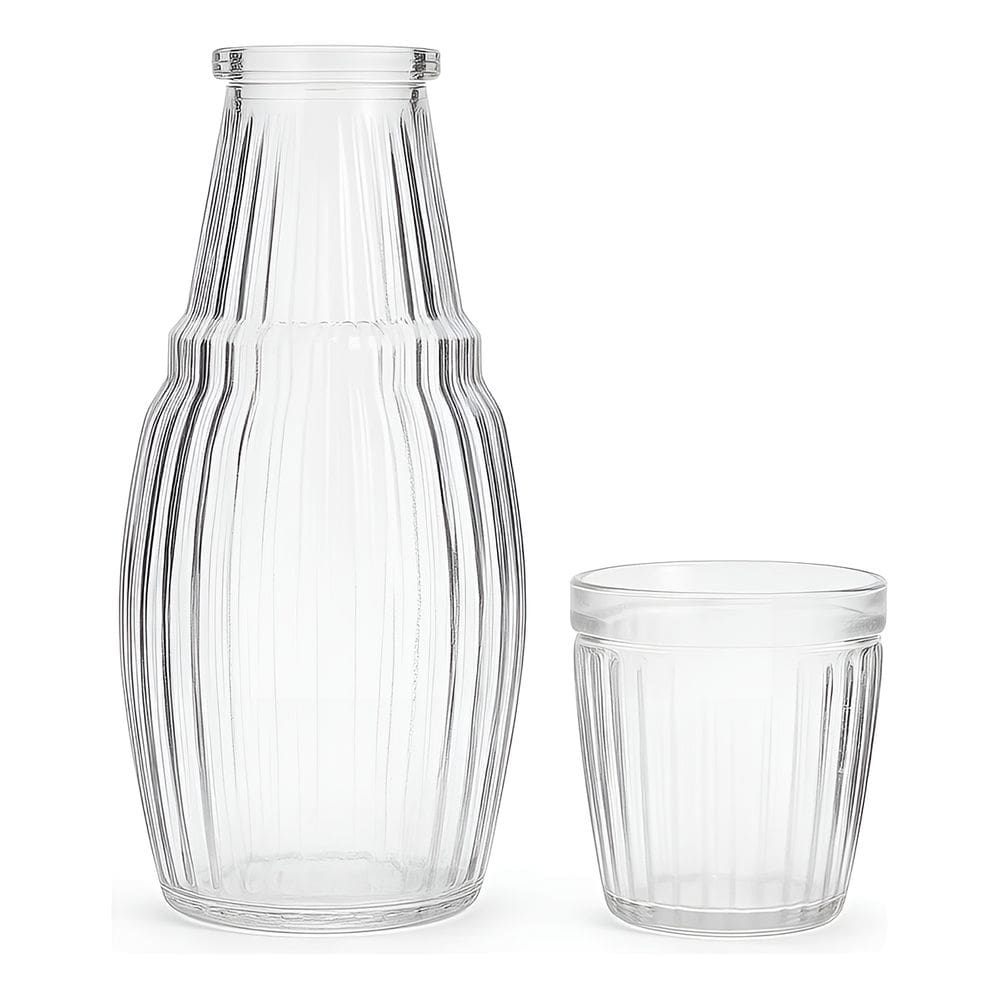 Garrafa De Vidro 1000ml Com Copo Protetor Para Cabeceira