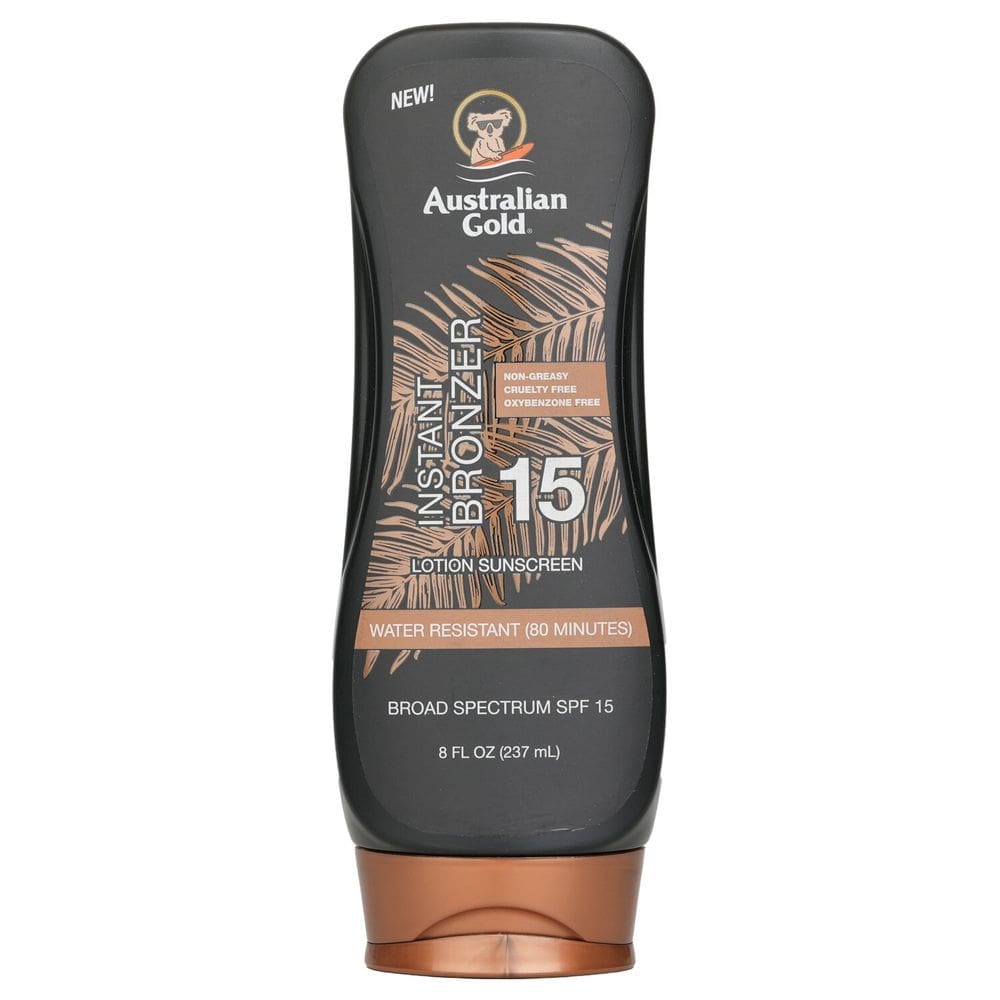 Loção de proteção solar Australian Gold SPF 15 com bronzeador instantâneo