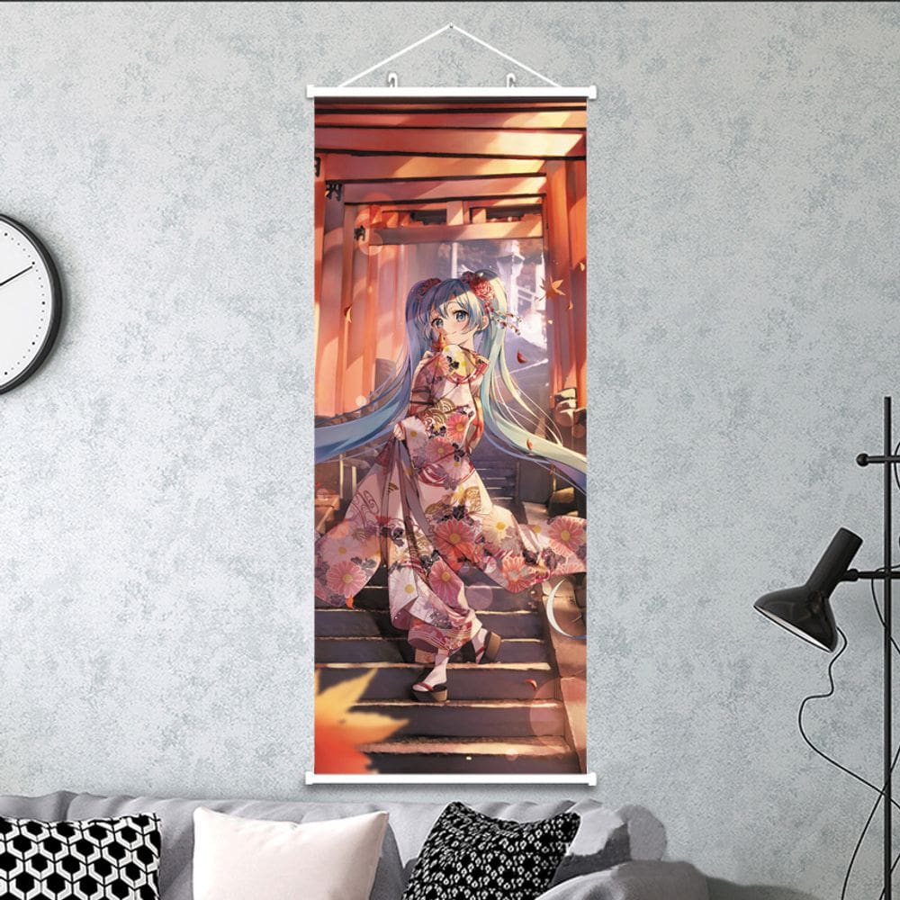 Pintura de parede Scroll Hatsune Miku Anime 30x75cm