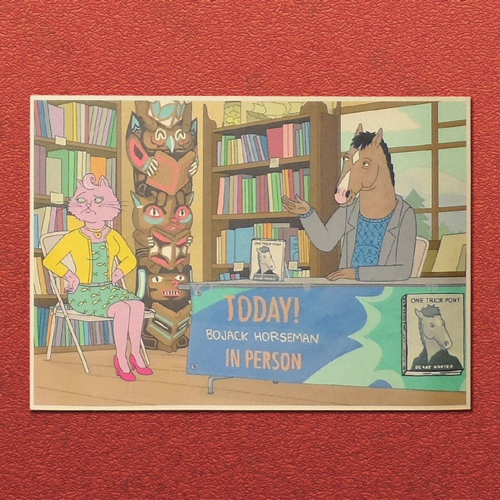 Pôster com pintura de anime retrô BoJack Horseman 20x30cm Kraft
