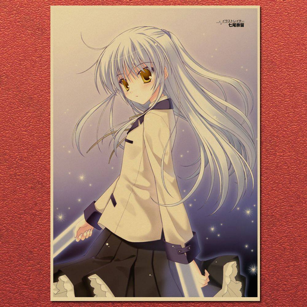 Pôster com impressão de arte de parede Angel Beats Anime 30x42cm sem moldura