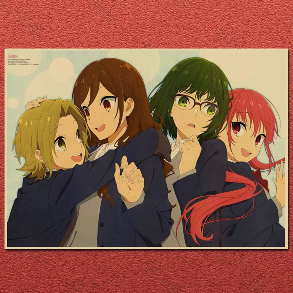 Pôster Horimiya Anime Hori e Miyamura com amigos 42x30cm