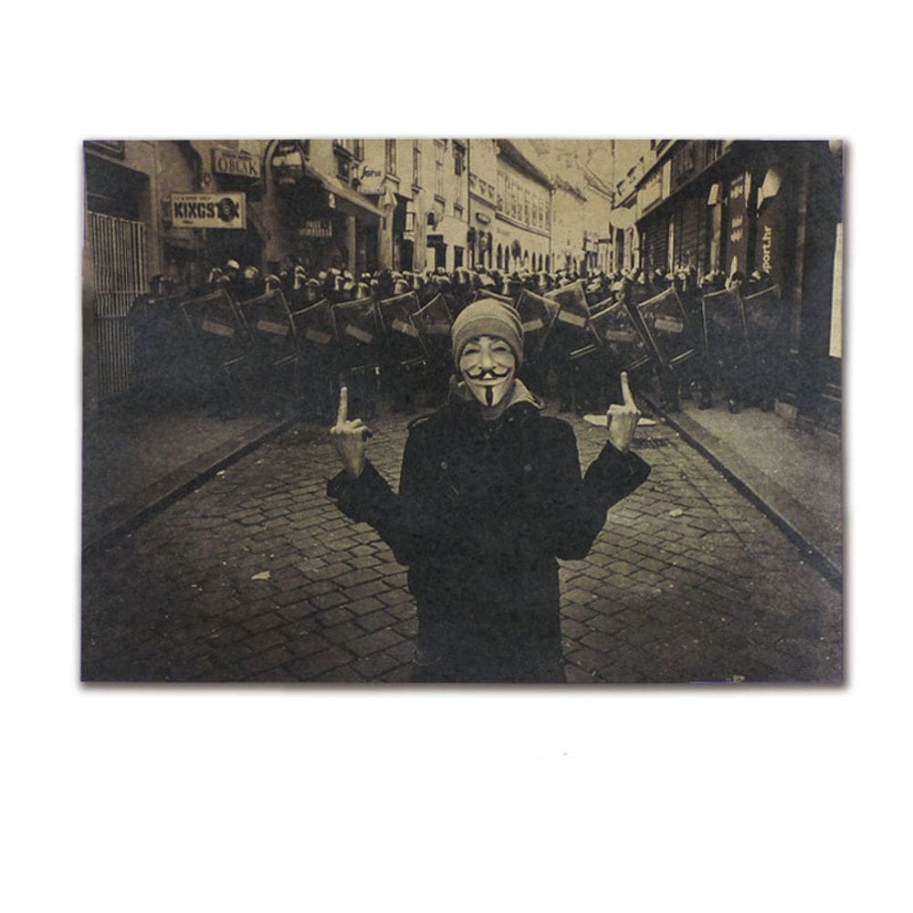 Pôster V de Vendetta Protest Vintage Kraft Paper 51,5x36cm