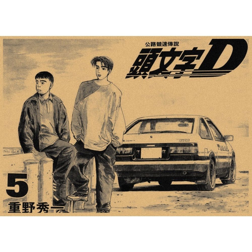 Pintura em cartaz inicial D Takumi Fujiwara AE86 30x42cm
