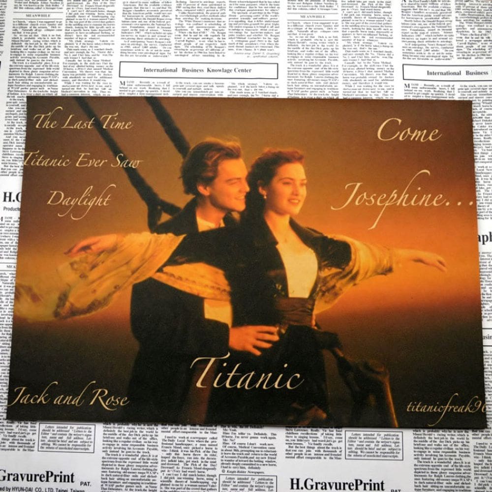 Pintura em pôster Titanic Jack e Rose Vintage Art 30x42cm
