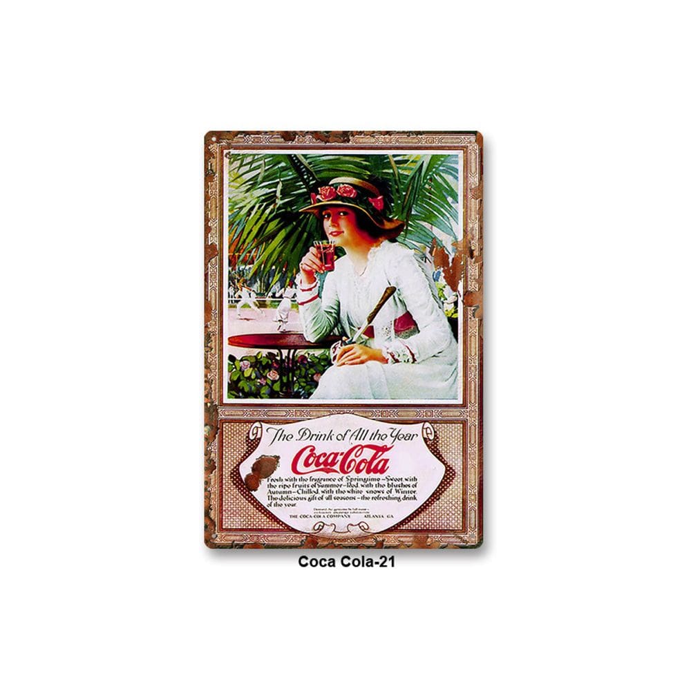 Pôster de metal Coca Cola Vintage Iron 20x30cm para decoração de casa