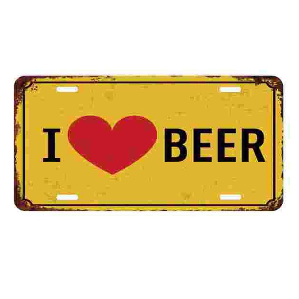 Decoração de parede com letreiro de estanho I Love Beer Retro para Home Bar 15,5 x 30,7 cm