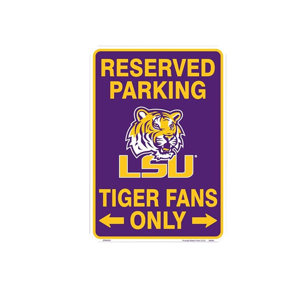 Placa de ferro retrô para decoração de parede LSU Reserved Parking 20x30cm