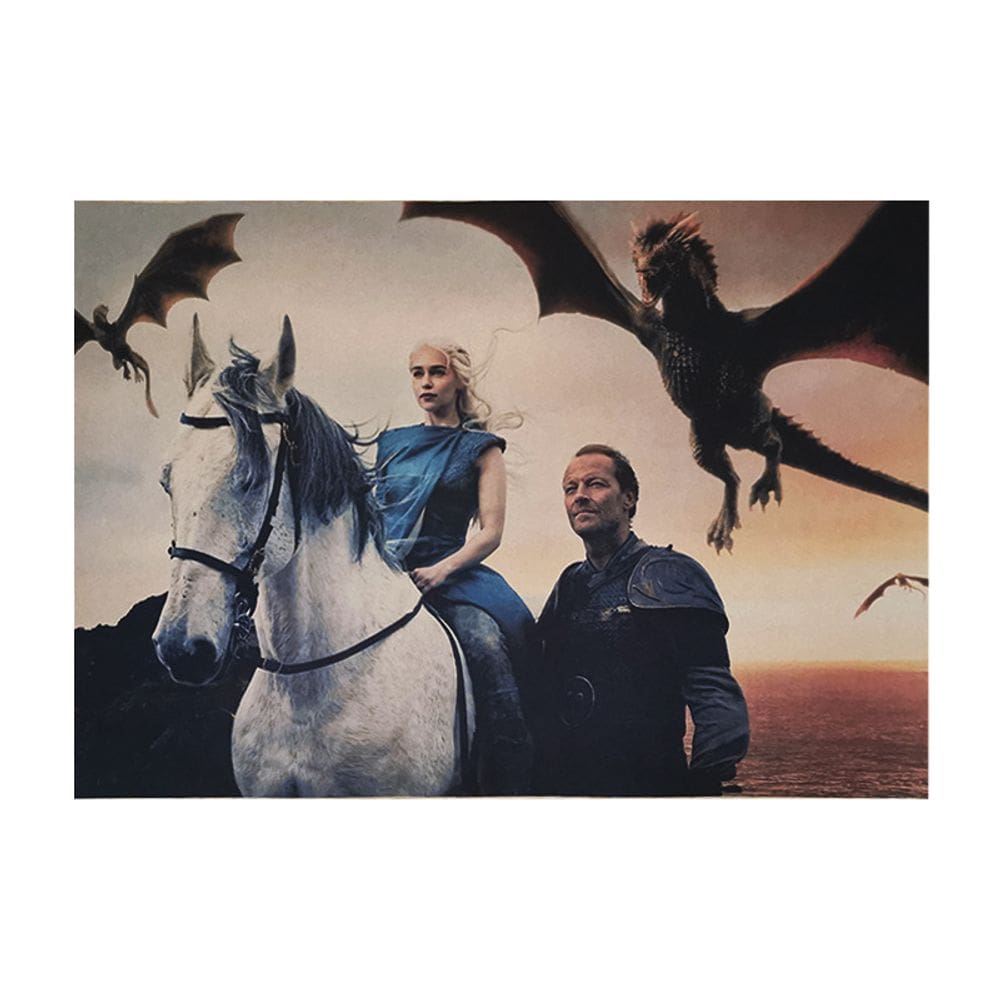 Pintura em pôster Daenerys Dragon Fantasy Retro 51,5x36cm