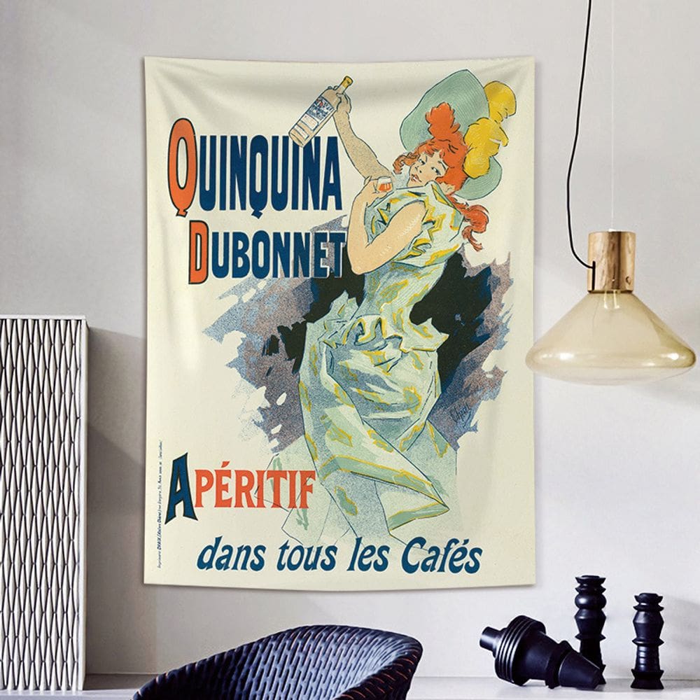 Tapeçaria vintage francesa publicitária Dubonnet Aperitif 100x150cm