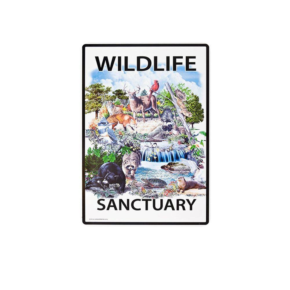 Decoração de parede Pintura em ferro Santuário da Vida Selvagem 20x30cm