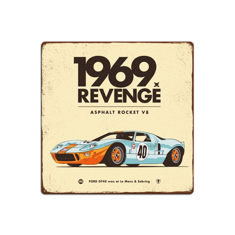 Pôster de pintura em ferro Revenge Ford GT40 1969 Retro Car