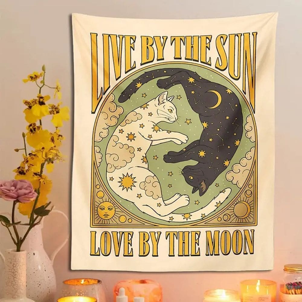 Tapeçaria pendurada na parede Live by the Sun, Love by the Moon