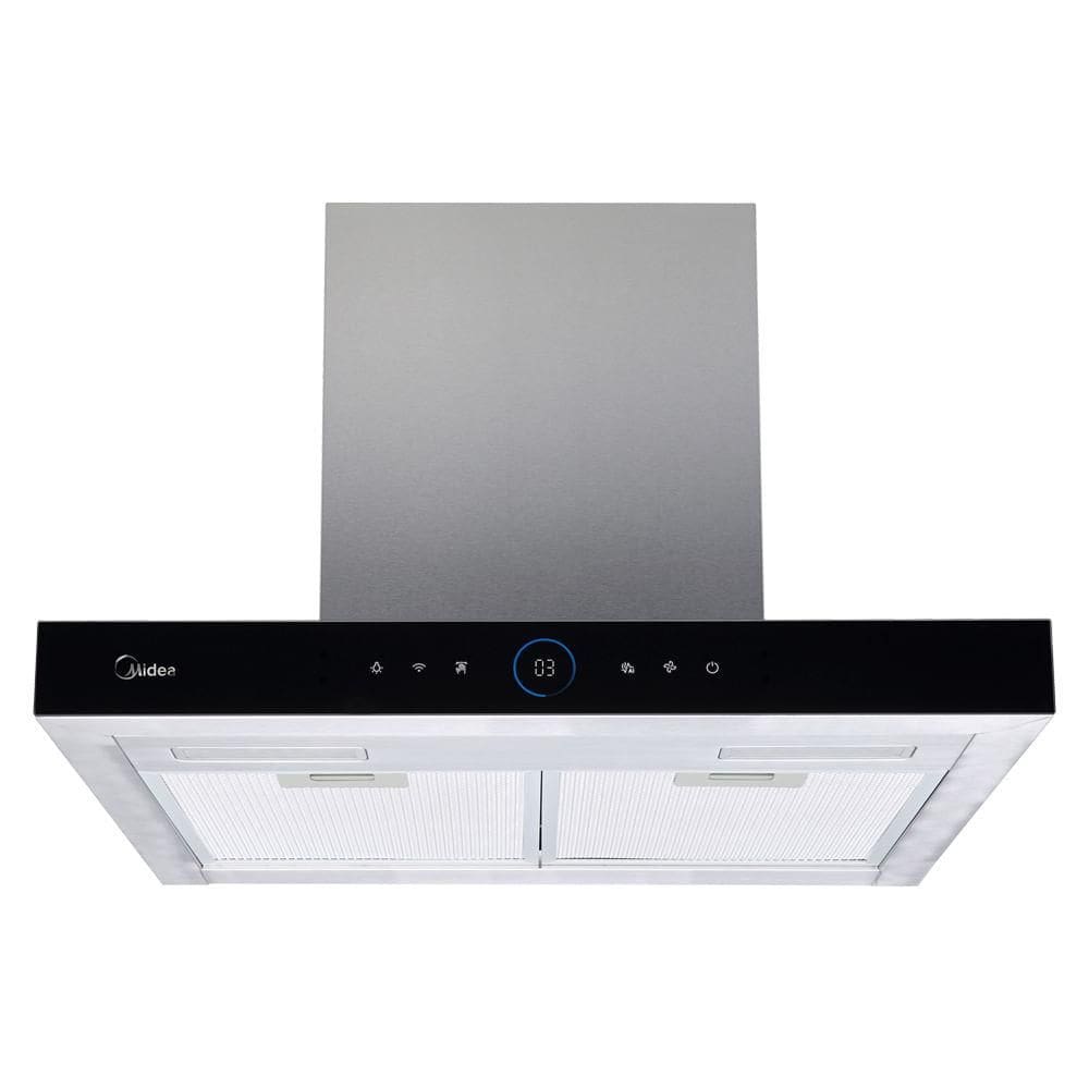 Coifa de Parede Midea 60cm com 03 Velocidades, Smart Pro Touch Inox e Preto - MH60M77AT22MW