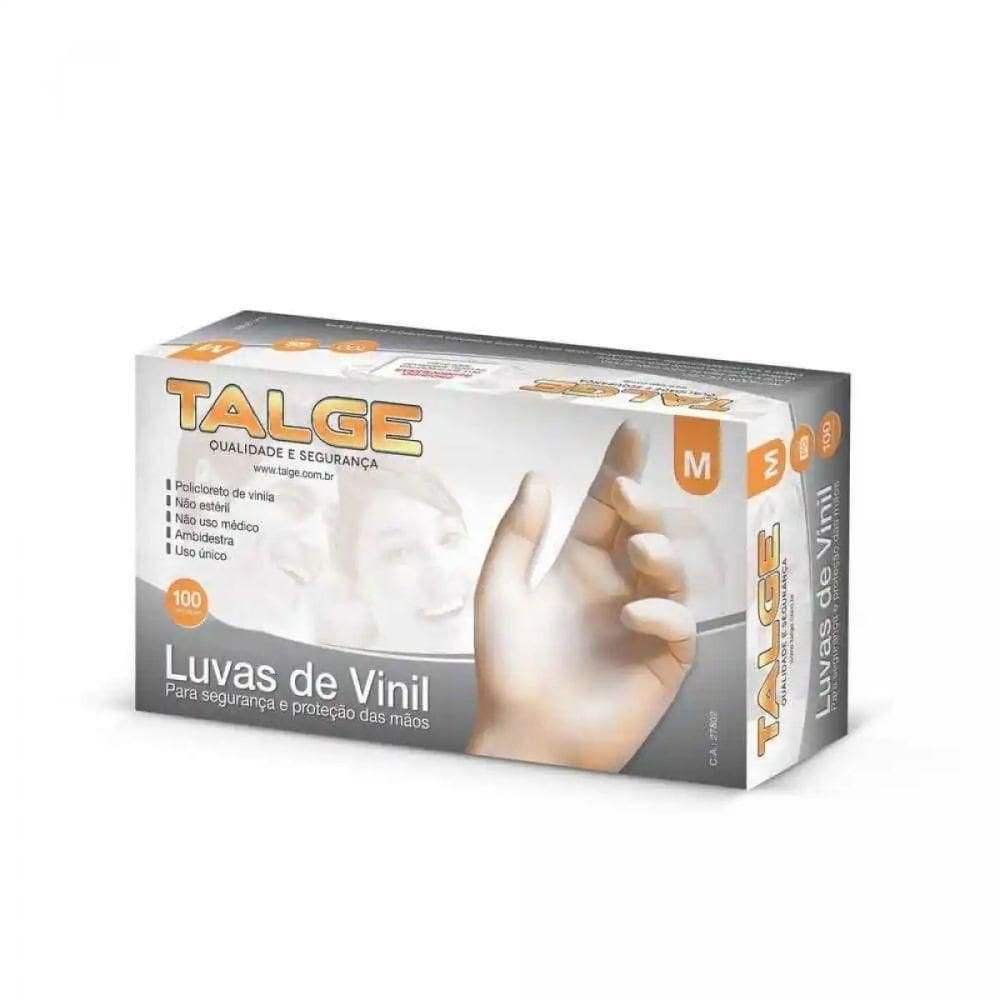 Luva De Vinil S-pó Tamanho M Com 100 Unidades Talge