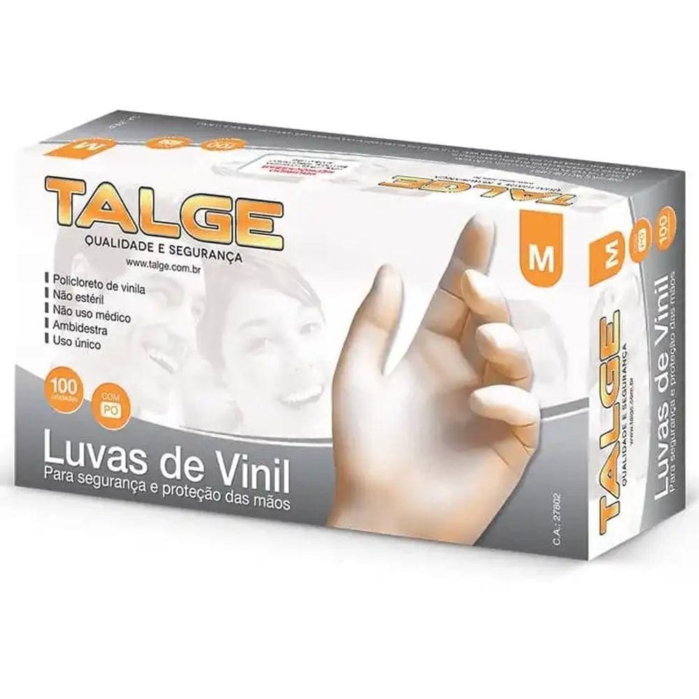 Luva De Vinil Com Pó Talge M 100 Unidades