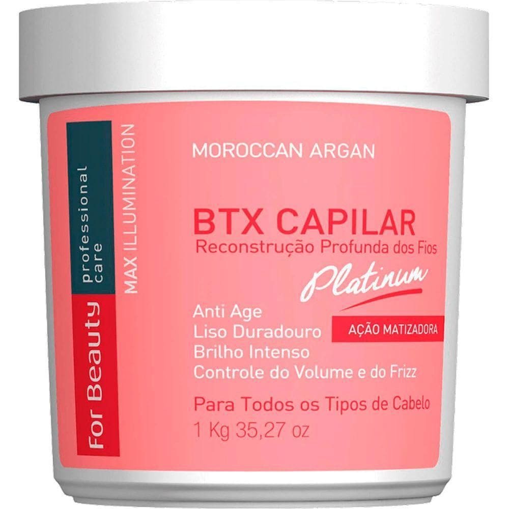For Beauty Max Illumination Platinum - Btox Matizador Reconstrução Profunda 1kg