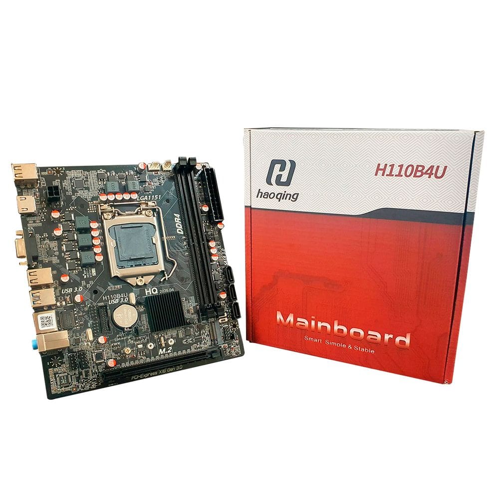 Placa Mãe Haoqing, Socket  LGA1151, DDR4, Chipset Intel H110, Slot M.2, NVMe, HDMI, LAN Gigabit - H110B4U
