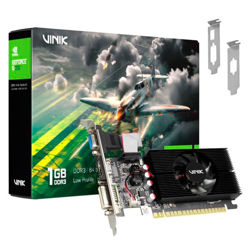 Placa de Vídeo Vinik Nvidia GT210, 1GB, DDR3, 64 Bits, Single Fan, Low Profile - GPUVK2101GBLP