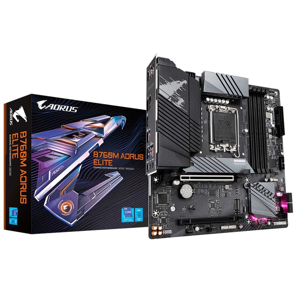 Placa Mãe Gigabyte B760M Aorus Elite, Socket LGA1700, DDR5, Lan 2.5GbE, USB-C, HDMI/Display Port - Micro ATX