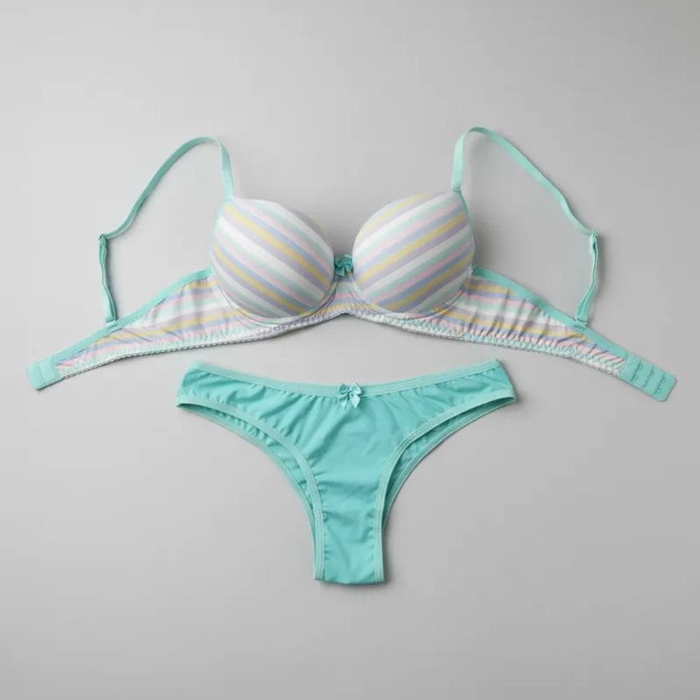 Conjunto Lingerie Básico Listrado Amorelie Feminino