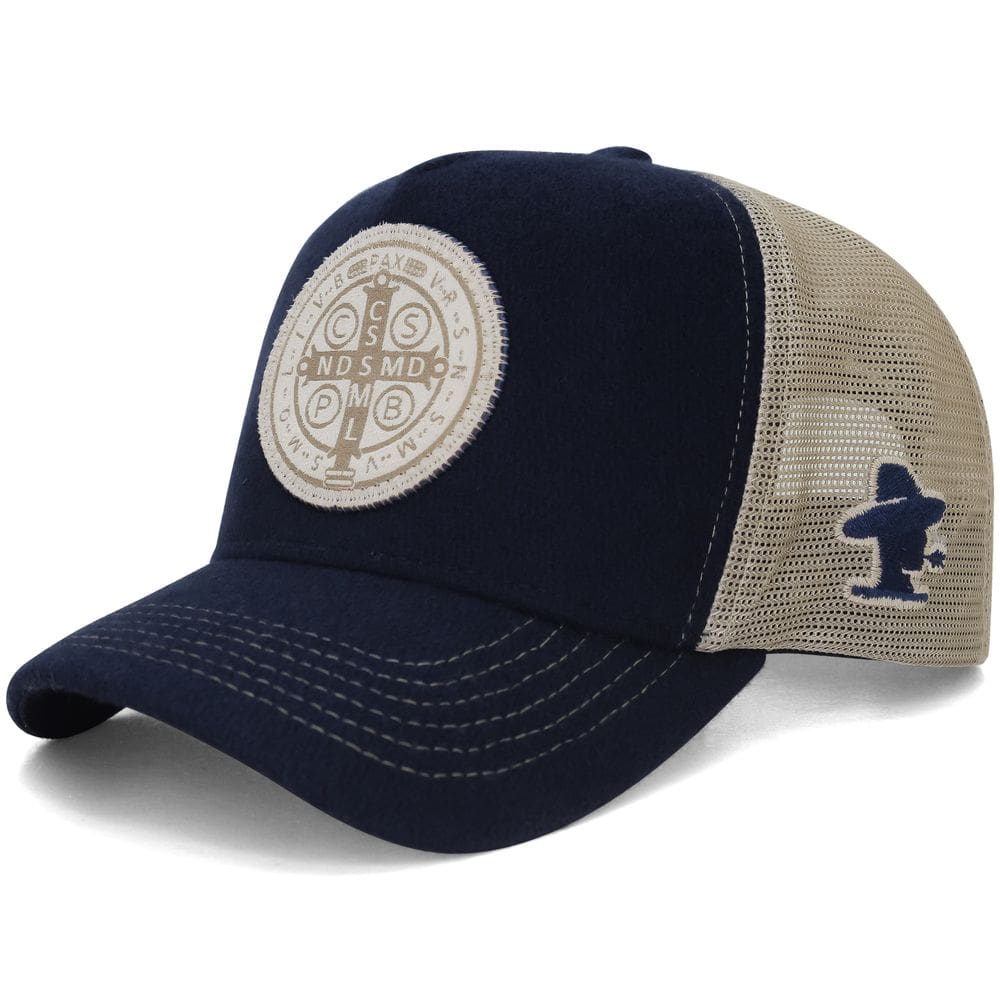 Boné Sacudido`s Medalha de São Bento - Azul . Bege