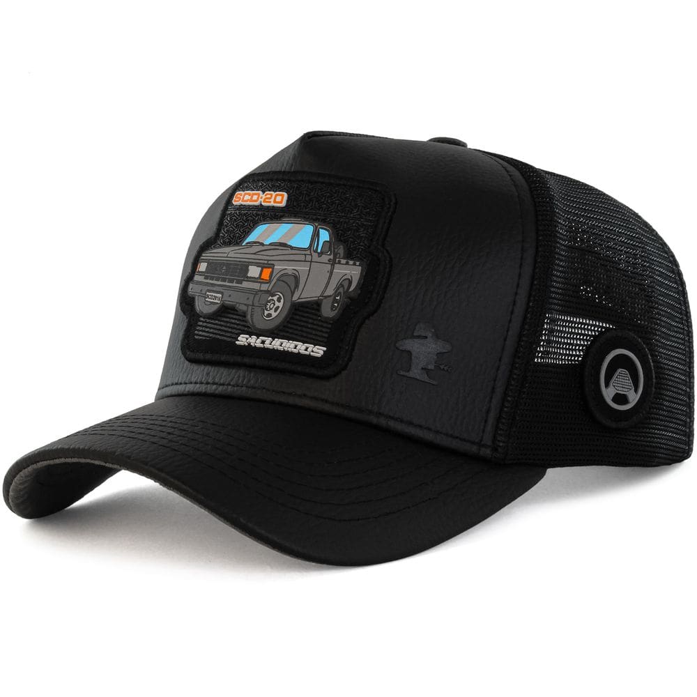 Boné Sacudido`s - D20 - Couro Preto