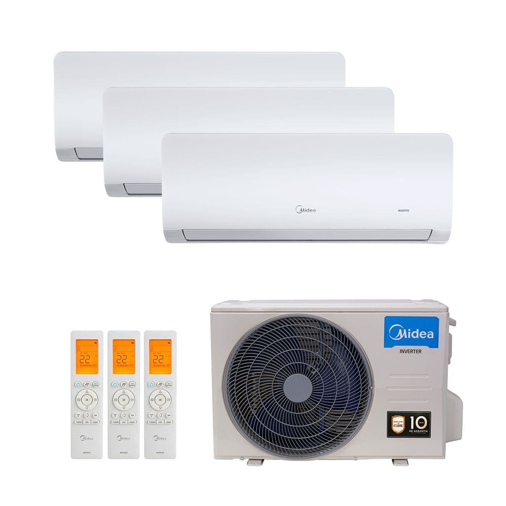 Ar Condicionado Multi Split Midea Inverter Free Match 27.000 Btus (3x Hi Wall 9.000) Quente e Frio 220v
