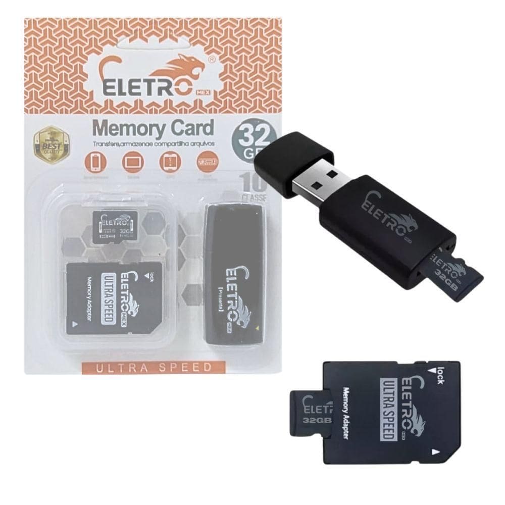 Cartão De Memória 32gb Pen Drive 3 Em 1 Classe 10