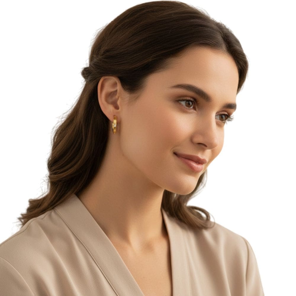 Brinco Feminino Argola Banhado a Ouro Semi Jóia Juliana Prado 38861